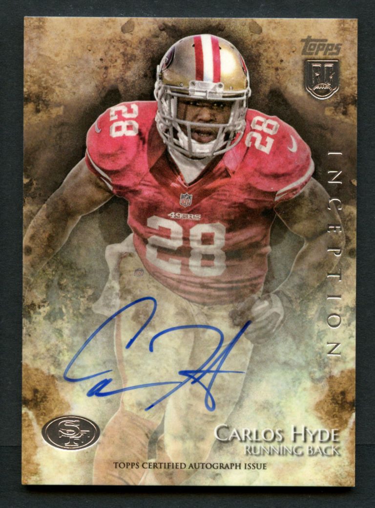 Carlos Hyde #9 signed autograph auto 2014 Topps Inception Rookie Football Card