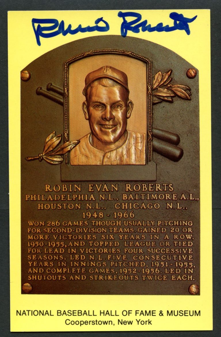 Robin Roberts d 2010 signed autograph auto Baseball Hall of Fame Plaque Postcard