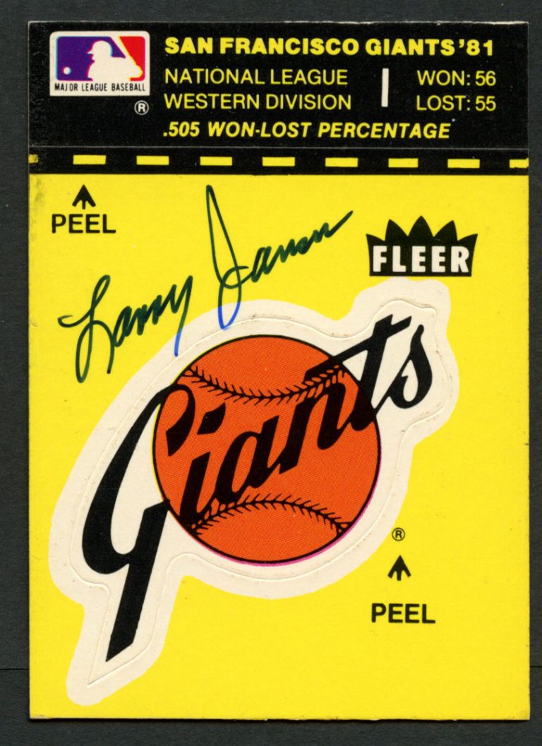 Larry Jansen (d. 2009) signed autograph auto San Francisco Fleer Sticker Card