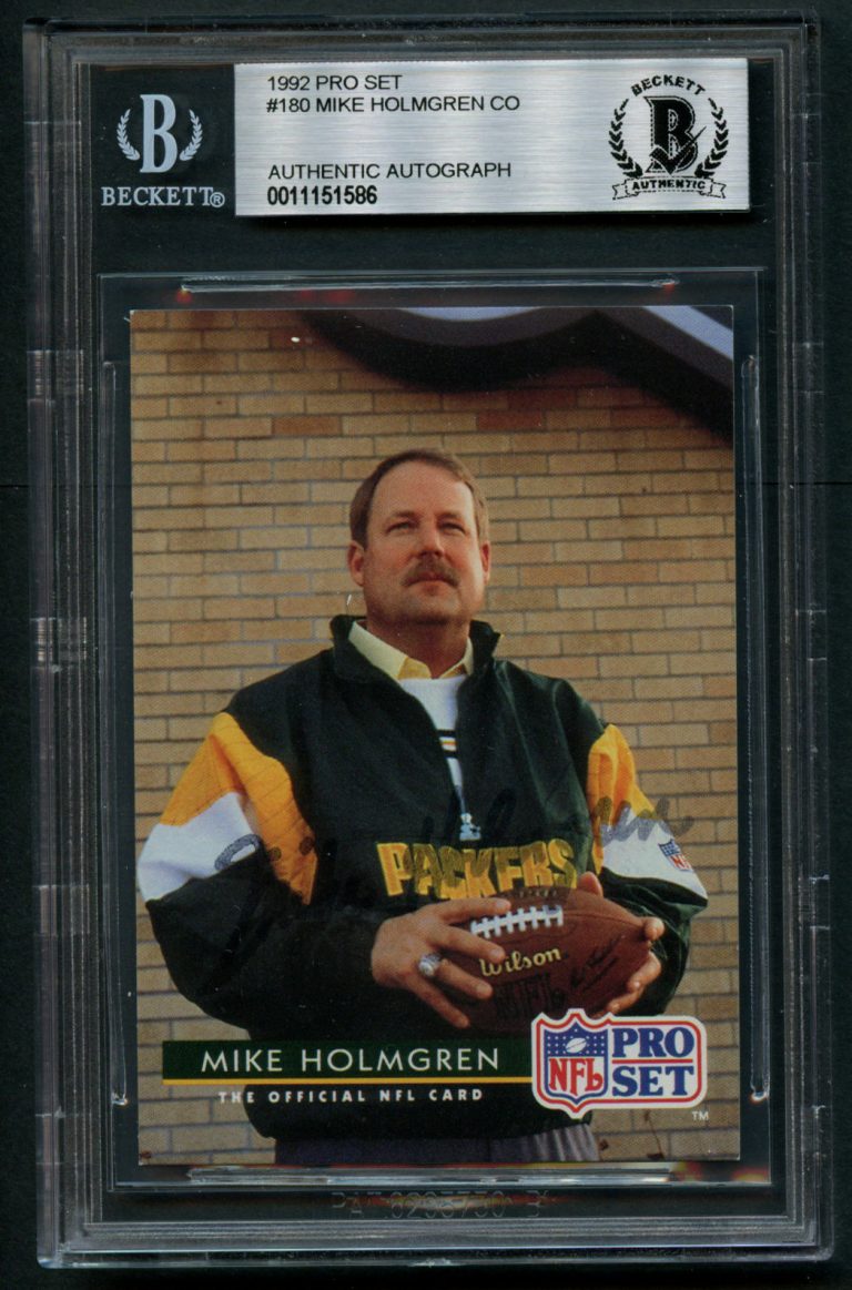 Mike Holmgren #180 signed autograph auto 1992 Pro Set Football Card BAS Slabbed