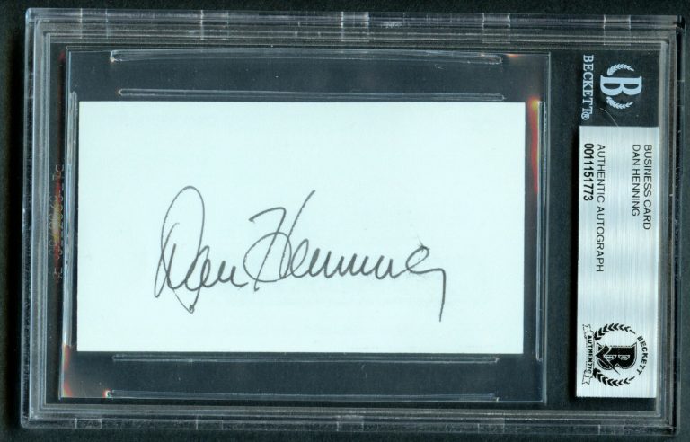 Dan Henning signed autograph auto San Diego Chargers Business Card BAS Slabbed