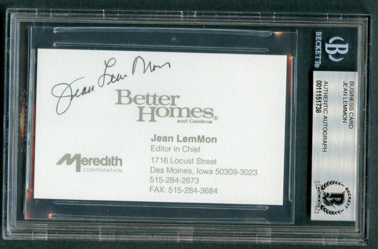 Jean LemMon signed autograph Better Homes Editor & Chief Business Card BAS Slab