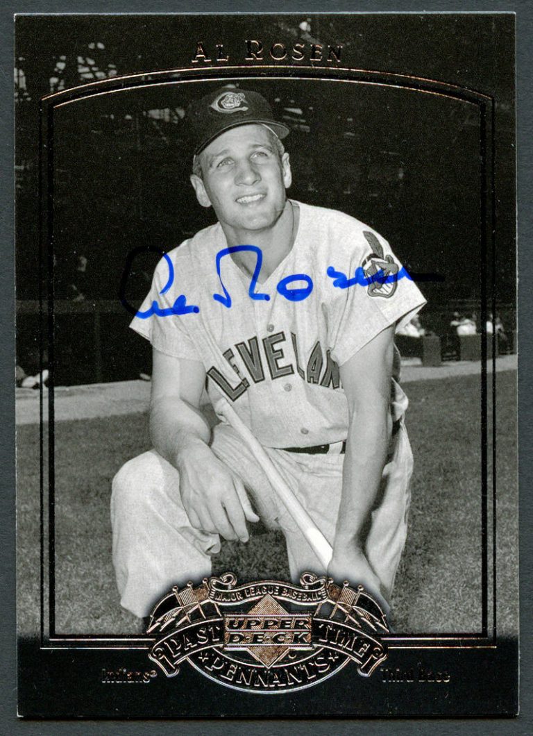 Al Rosen #2 signed autograph auto 2005 UD Past Time Pennants Baseball Card