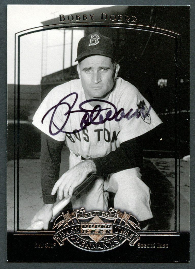 Bobby Doerr #9 signed autograph auto 2005 UD Past Time Pennants Baseball Card