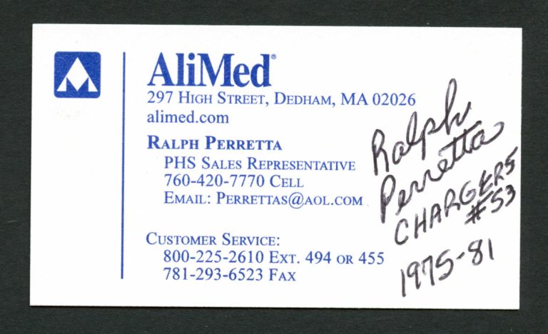 Ralph Perretta signed autograph auto AliMed Sales Rep Business Card BC205