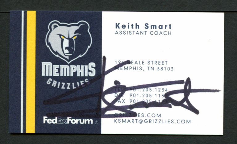 Keith Smart signed autograph Memphis Grizzlies Asst. Coach Business Card BC102