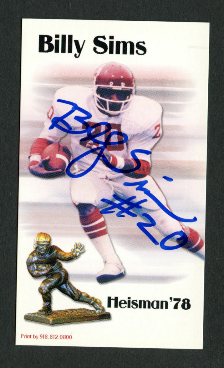 Billy Sims signed autograph Billy Sims Barbecue Business Card 1978 Heisman BC233
