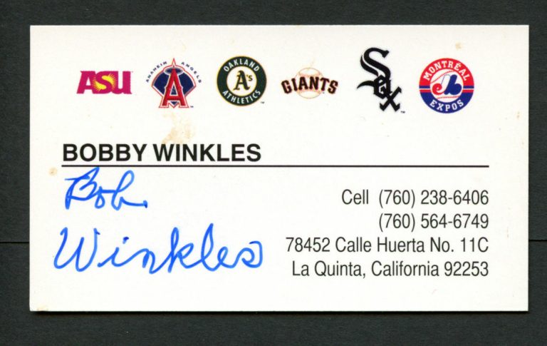 Bob Winkles signed autograph auto Baseball Coaching Legend Business Card BC319