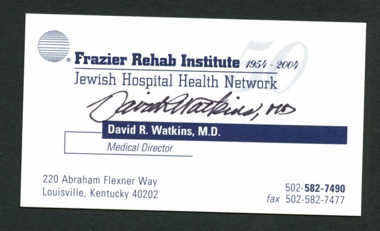David Watkins signed autograph auto Frazier Rehab Institute Business Card BC303