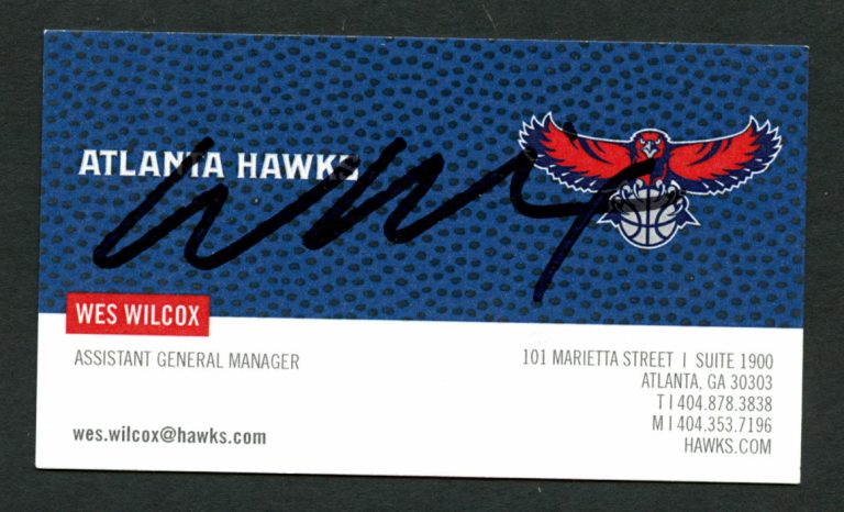 Wes Wilcox signed autograph Atlanta Hawks Assistant GM Business Card BC091