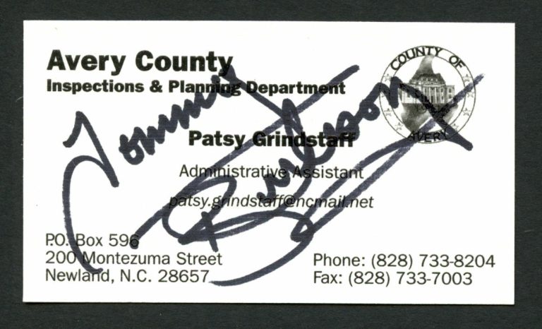 Tommy Burleson signed autograph auto Avery County Business Card BC122