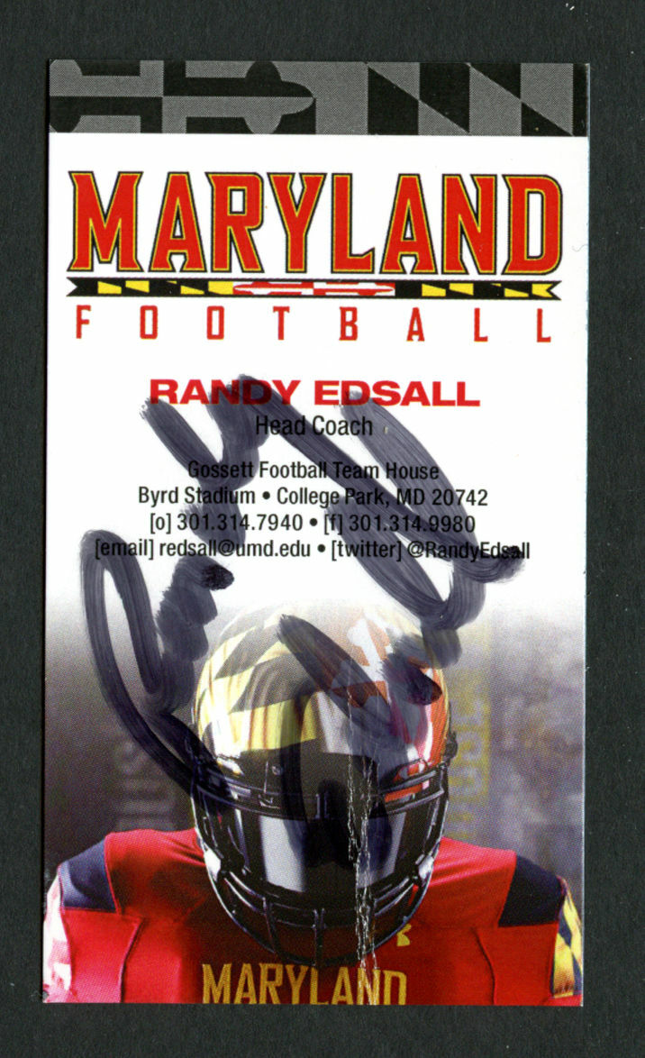 Randy Edsall signed autograph Maryland Football Coach Business Card BC177