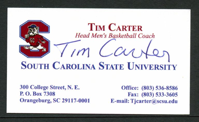 Tim Carter signed autograph South Carolina State Basketball Business Card BC038