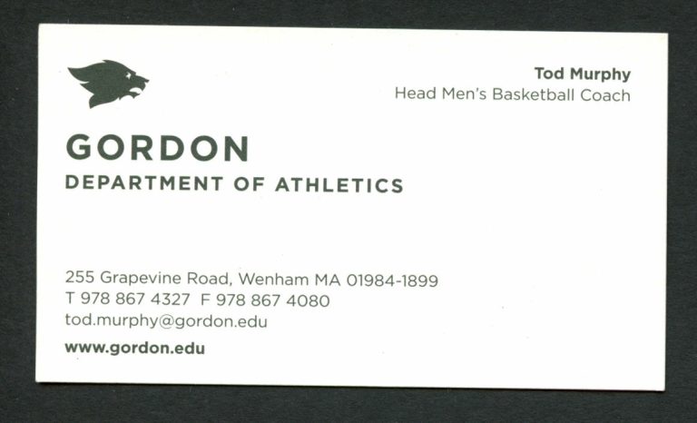 Tod Murphy signed autograph Gordon Basketball Coach Business Card BC065