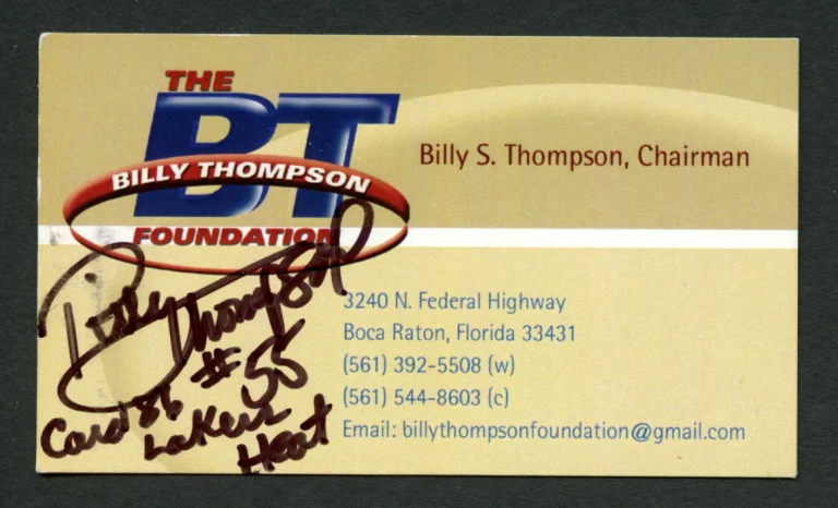 Billy Thompson signed autograph The BT Foundation Chairman Business Card BC118