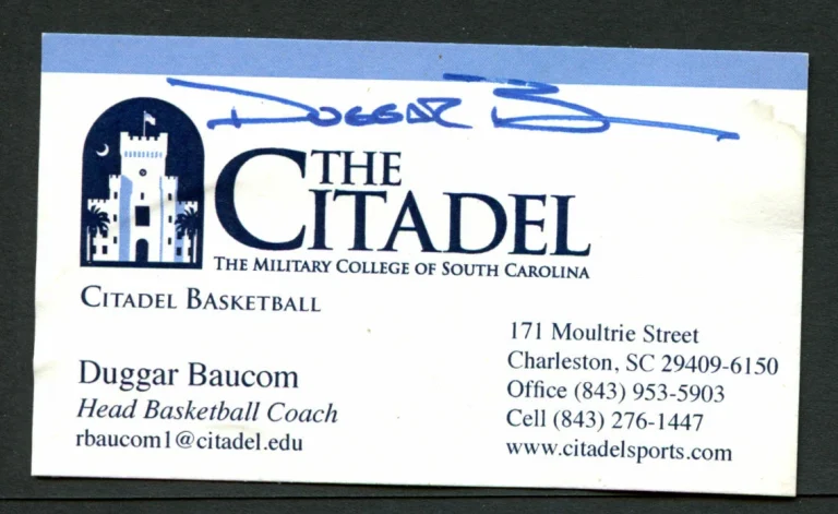 Duggar Baucom signed autograph The Citadel Basketball Coach Business Card BC042