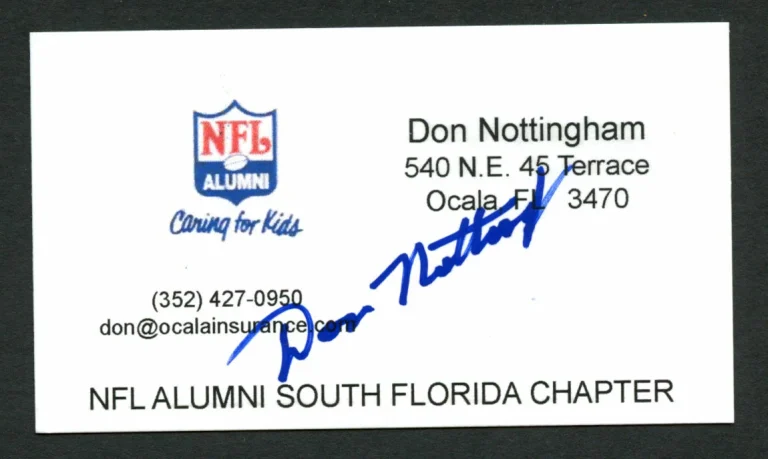 Don Nottingham signed autograph auto NFL Alumni Business Card BC154