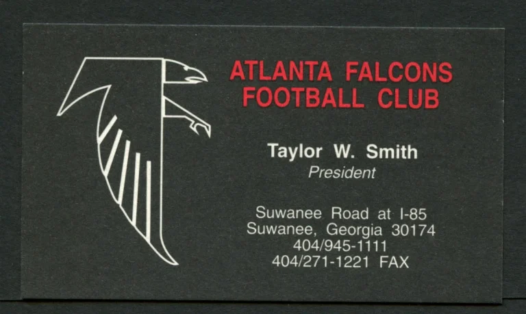 Taylor W. Smith signed autograph Atlanta Falcons President Business Card BC161