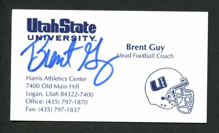 Brent Guy signed autograph Utah State Football Coach Business Card BC170