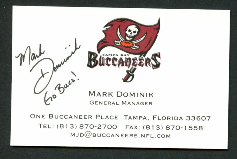 Mark Dominik signed autograph Tampa Bay Buccaneers GM Business Card BC133