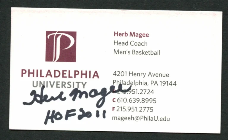 Herb Magee signed auto Philadelphia University Basketball Business Card BC048