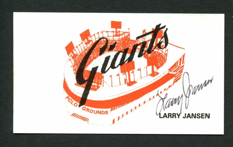 Larry Jansen signed autograph auto San Francisco Giants Business Card BC352