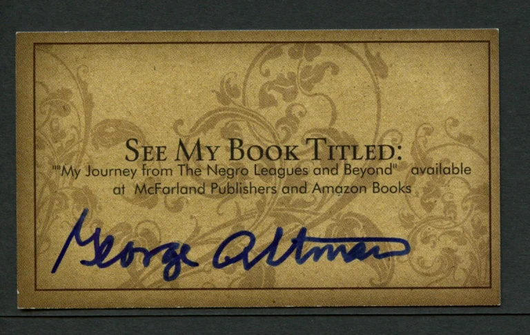 George Altman signed autograph The Negro Leagues and Beyond Business Card BC341