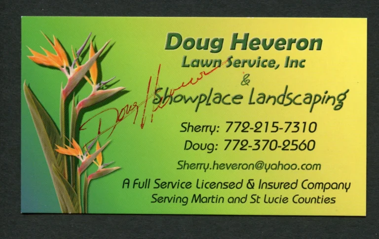 Doug Heveron signed autograph auto Lawn Service Inc Business Card BC420