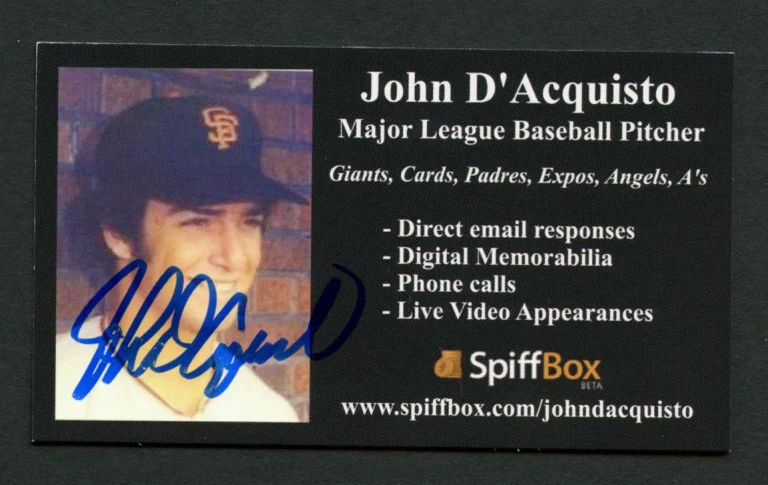 John D'Acquisto signed autograph Major Leage Baseball Player Business Card BC344