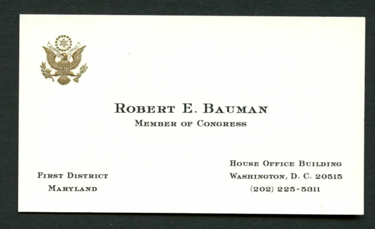 Robert Bob Bauman signed autograph Member of Congress Business Card BC562