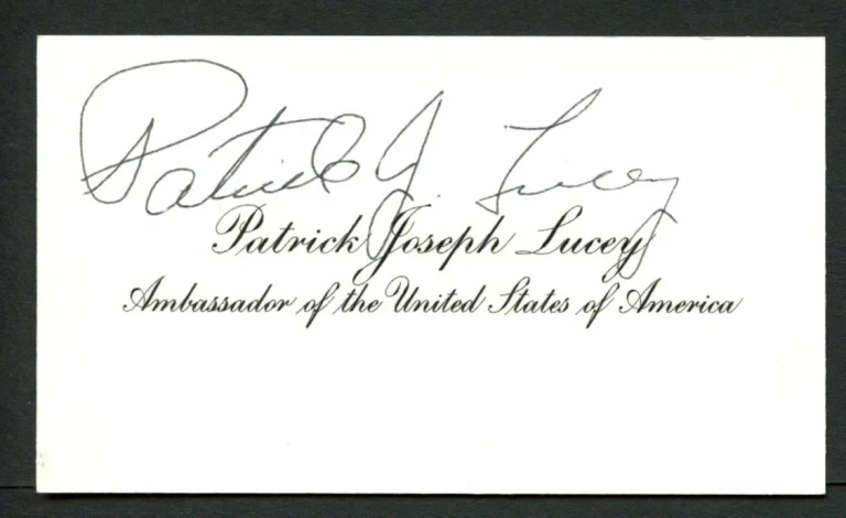 Patrick J. Lucey d 2014 signed autograph United States Ambassador Business Card
