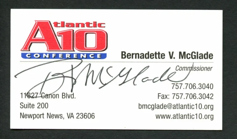 Bernadette McGlade signed autograph Atlantic 10 Commissioner Business Card BC456