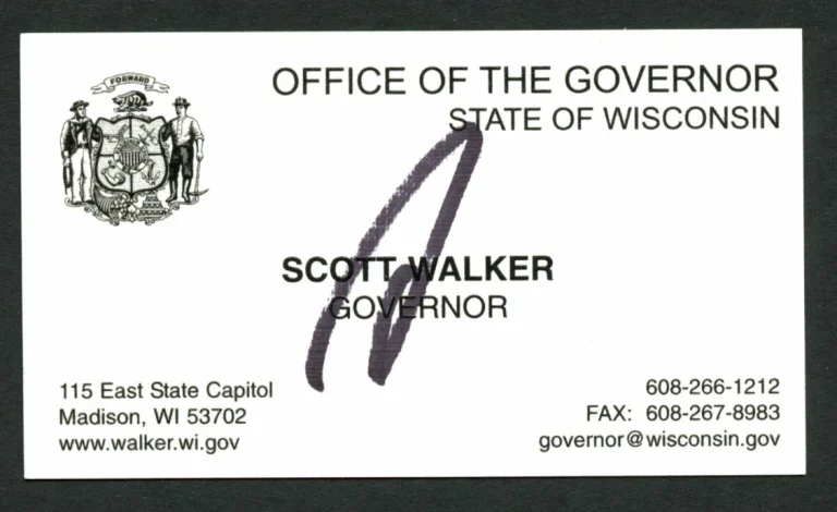 Scott Walker signed autograph Governor of Wisconsin Business Card BC504