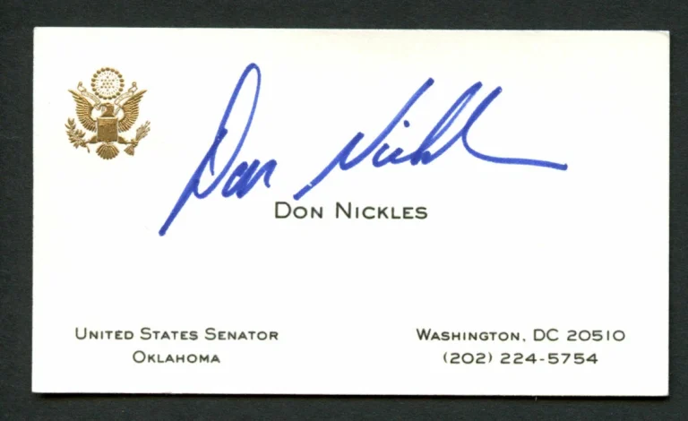 Don Nickles signed autograph United States Senator Oklahoma Business Card BC574