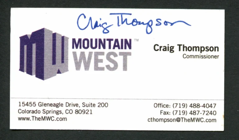 Craig Thompson signed autograph Mountain West Commissioner Business Card BC455