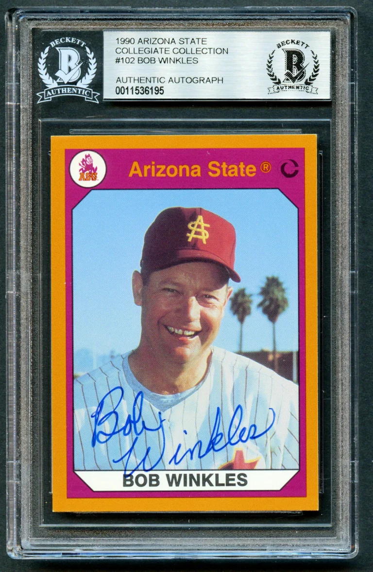 Bob Winkles #102 signed autograph 1990 Arizona St Collegiate Collection Card BAS