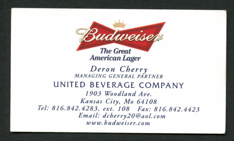 Deron Cherry signed autograph Business Card Budweiser General Partner BC642