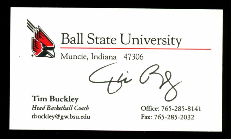 Tim Buckley signed autograph Business Card Ball State Basketball Coach BC672