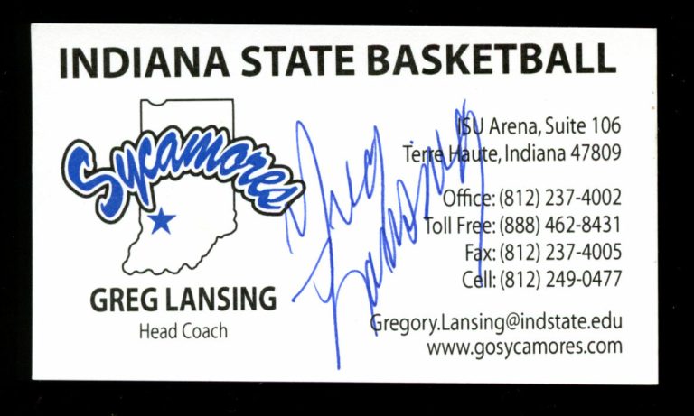 Greg Lansing signed autograph Business Card Indiana State Basketball Coach BC657