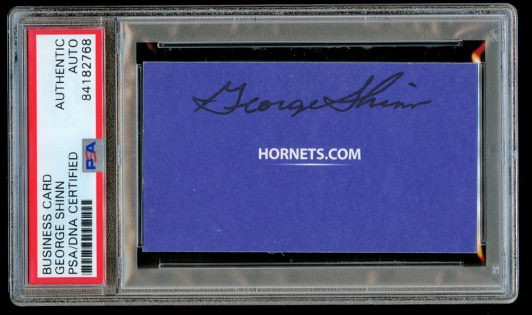 George Shinn signed autograph New Orleans Hornets Owner Business Card PSA Slab