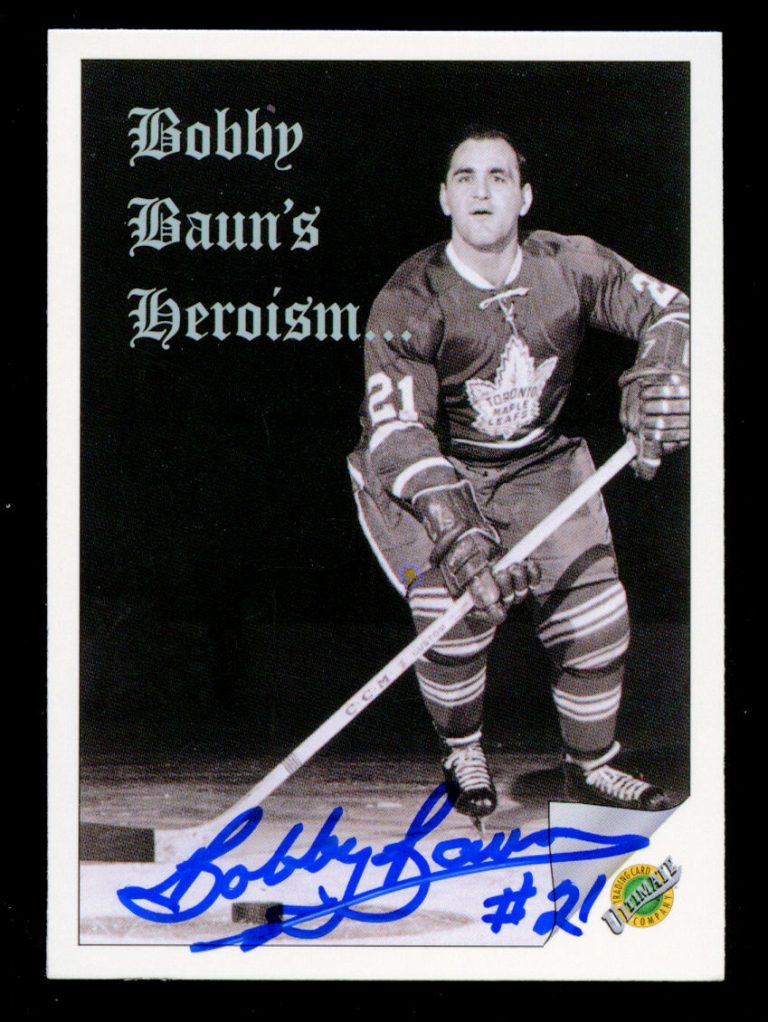 Bobby Baun #93 signed autograph auto 1992 Ultimate Original Six Hockey Card