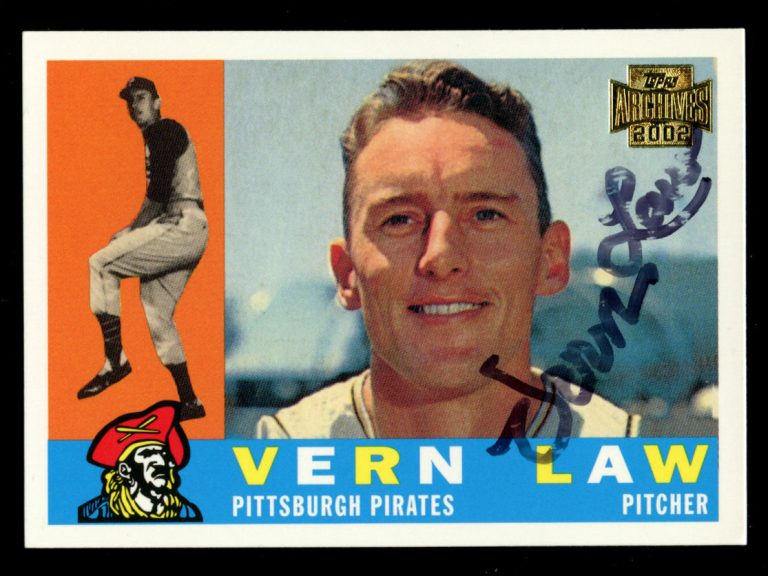 Vern Law 56 of 200 signed autograph auto 2002 Topps Archives Baseball Card