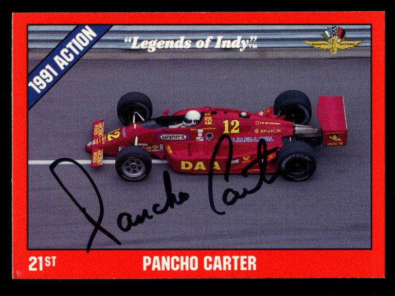 Pancho Carter #22 signed autograph auto 1992 Legend of Indy Trading Card