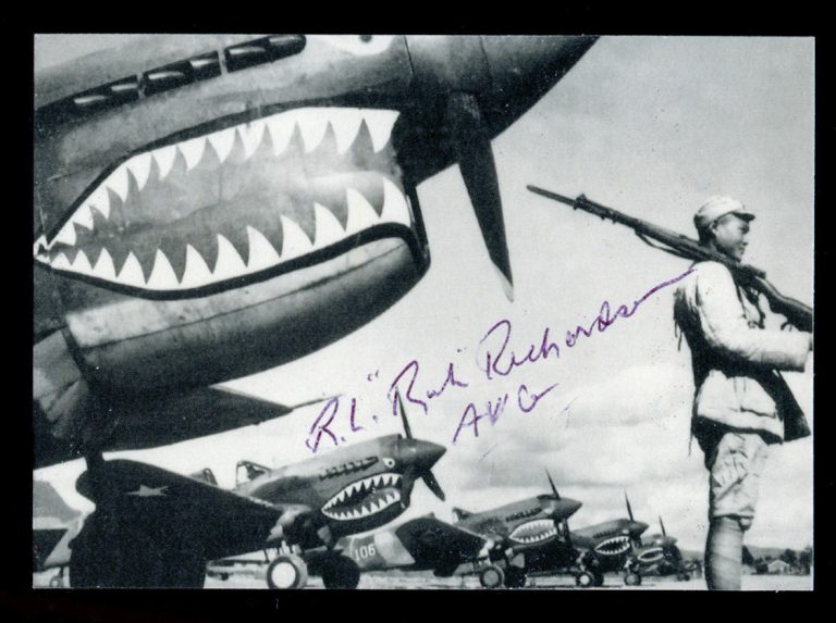 Roland L. Rich Richardson (d. 2009) signed autograph Flying Tiger WWII Card