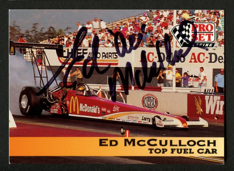 Ed McCulloch #114 signed autograph auto 1992 Pro Set NHRA Car Card