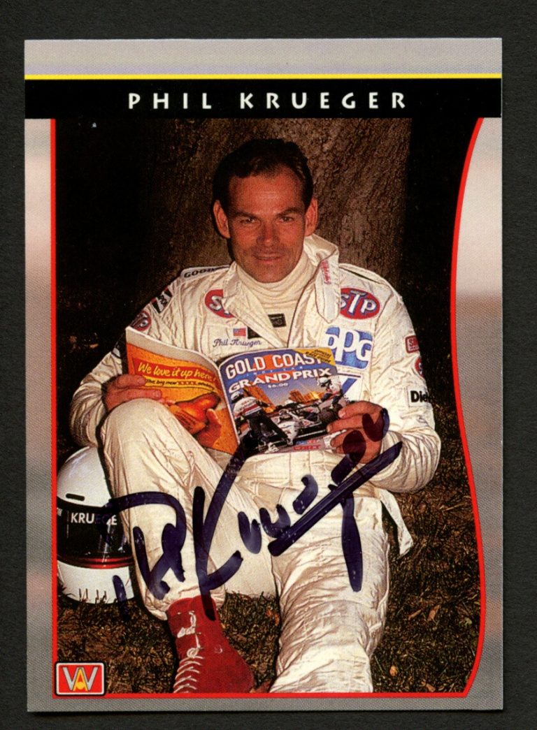 Phil Krueger #10 signed autograph auto 1992 PPG Indy Racing Trading Card