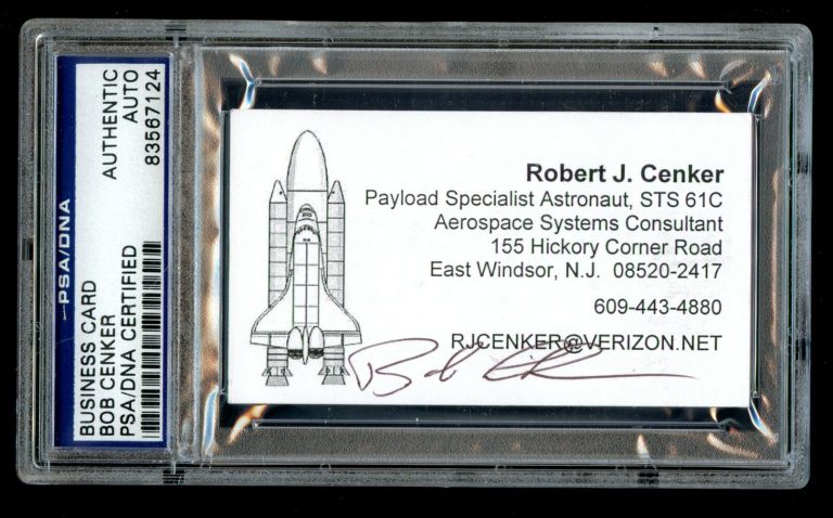 Robert Bob Cenker signed autograph auto NASA Astronaut Business Card PSA Slabbed