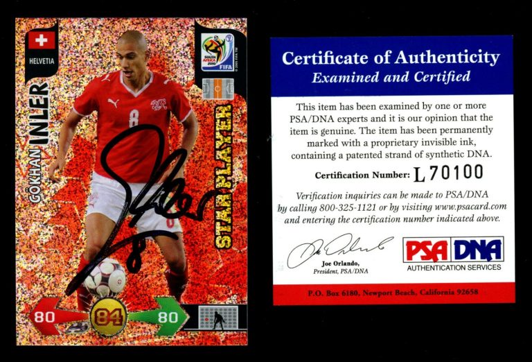 Gokhan Inler signed autograph 2010 FIFA World Cup Panini Soccer Card PSA Cert