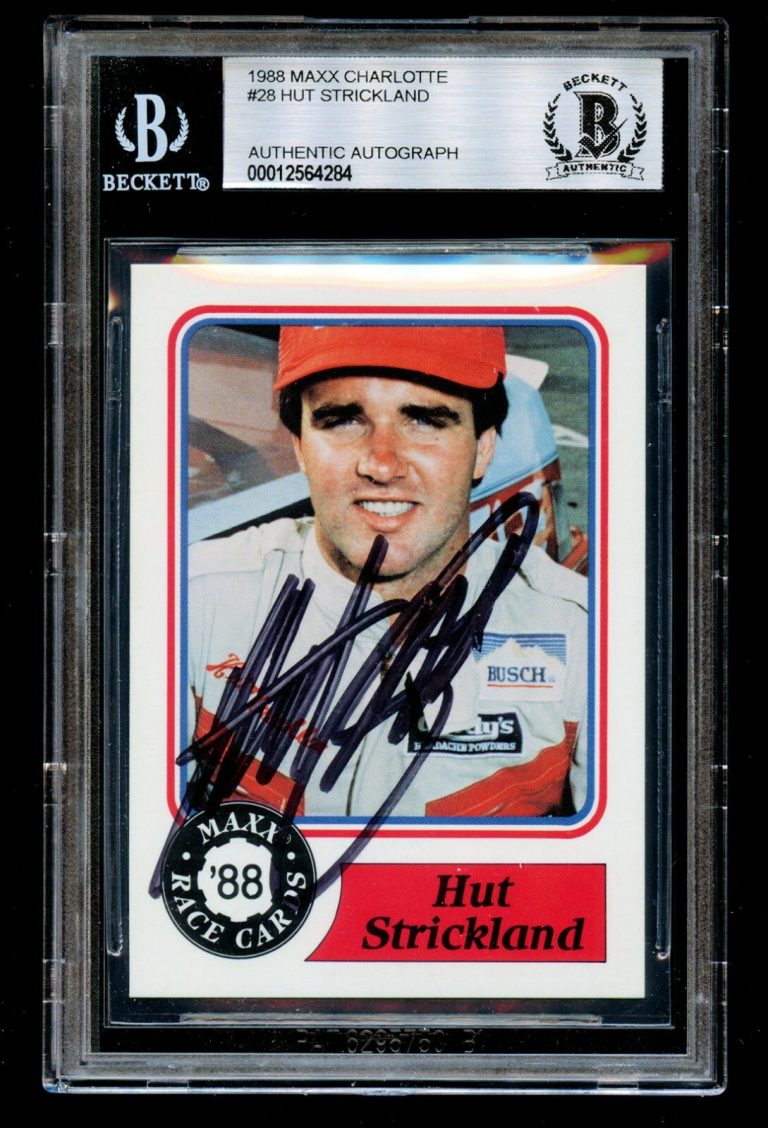 Hut Strickland #28 signed autograph auto 1988 MAXX Charlotte NASCAR Card BAS