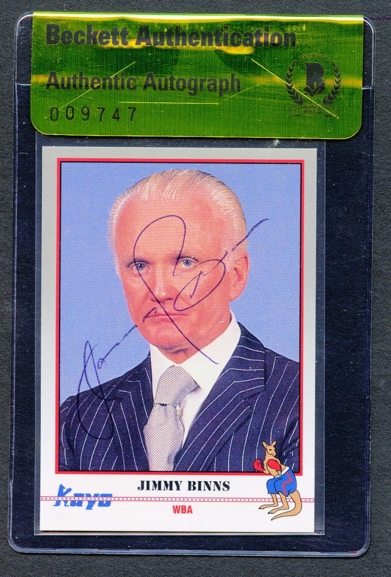 Jimmy Binns #118 signed autograph 1991 Kayo Boxing Beckett Authentication BAS